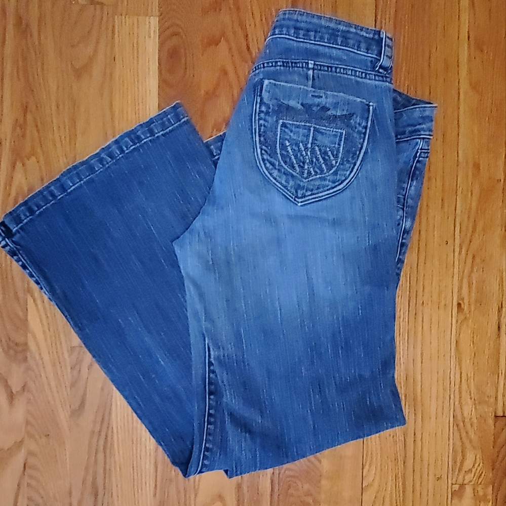 DKNY Trouser Jeans Size 12. Medium wash denim.Boot cut Great condition,cool Boho